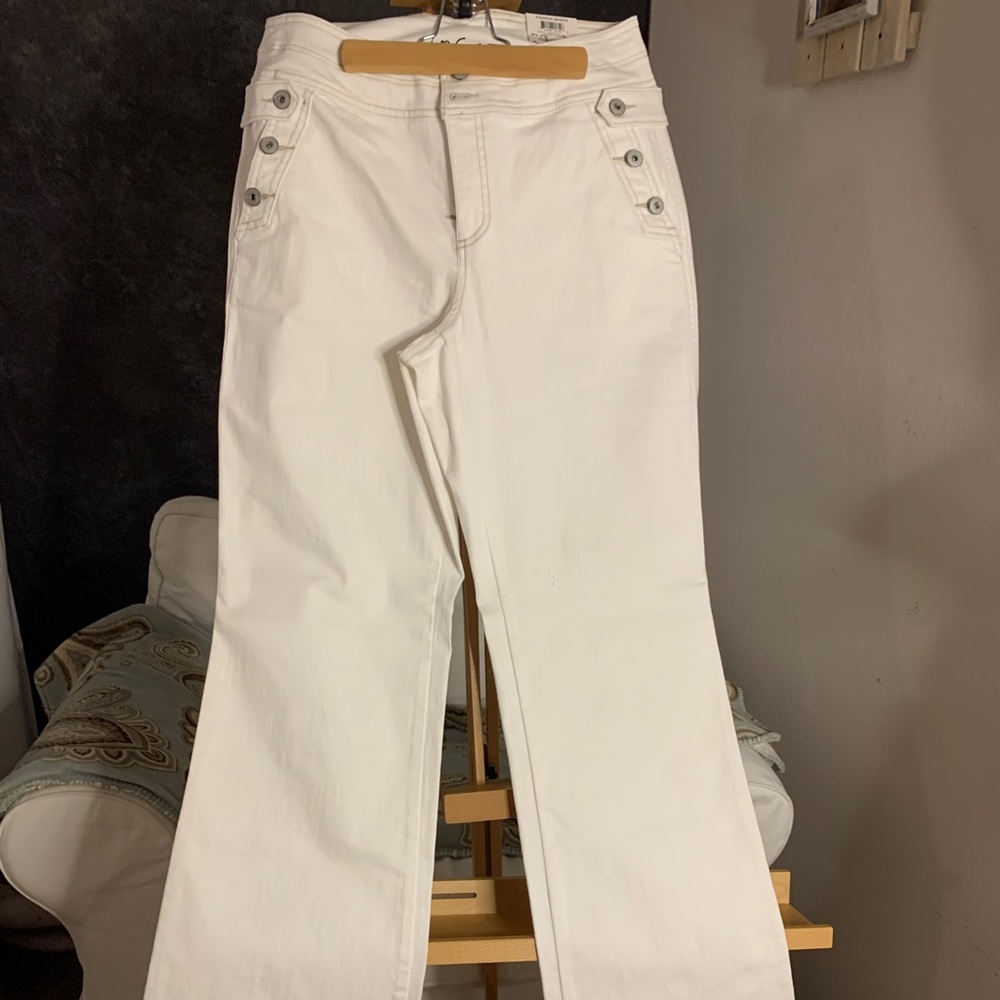 INC Curvy High Rise Sailor Button Wide Leg Jeans